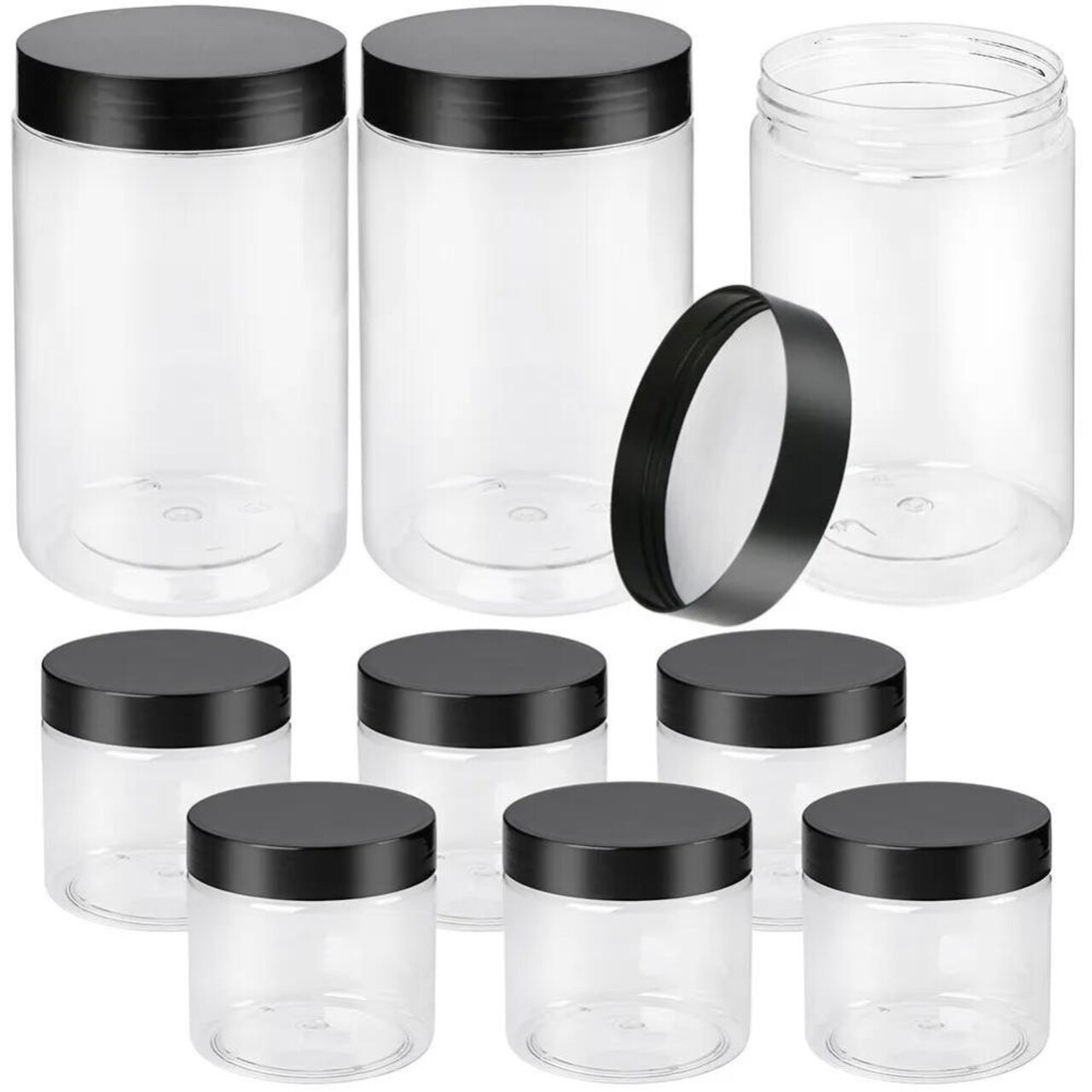 Clear Plastic Storage Jars 27oz and 8oz Containers for Household Use